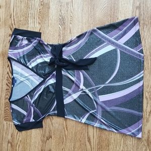 (S) Reitmans Metallic Wrap Detail Empire Waist Top Geometric Abstract Sparkly